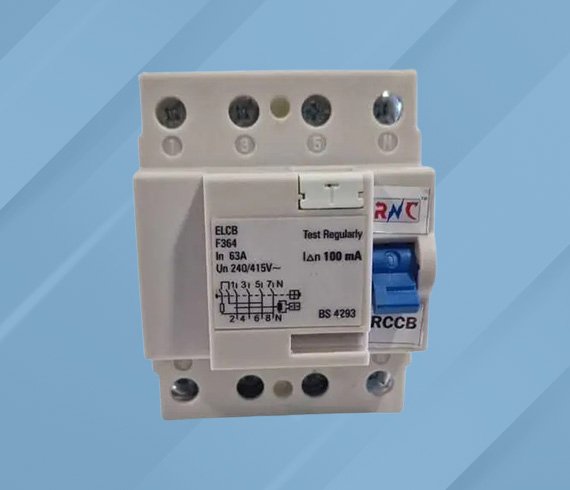RCCB 63 Amp. 100mA. 4 Pole